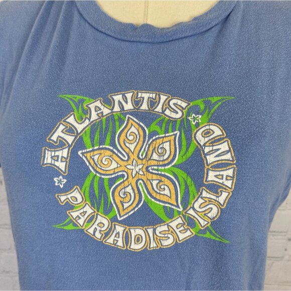 ⭐ 3/$15 Atlantis By Camp David Blue Paradise Island Floral Graphic Tee L - Picture 4 of 7